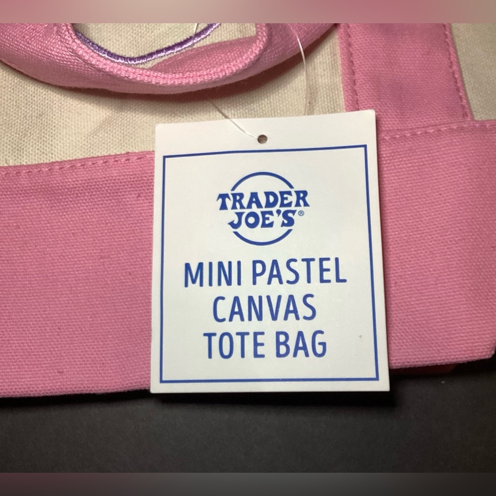 Trader Joe's Pastel Mini Canvas Tote Bag - Picture 7 of 8